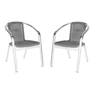 Indoor-Outdoor Stacking Armchair in Grey - a Pair