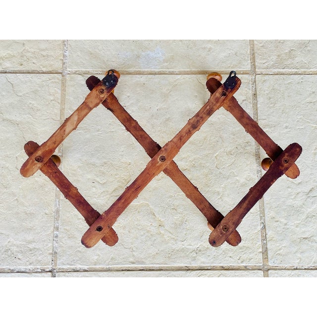 Wall-Mounted Turned Wood Folding Coat Rack, 1920s For Sale - Image 18 of 18