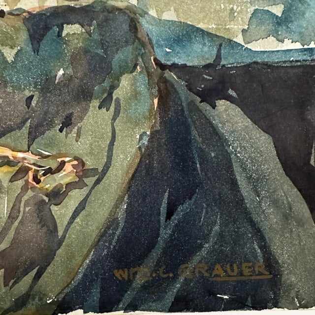 Modern William C Grauer (1895-1985) “Maine Lobster Fisherman,” Watercolor For Sale - Image 3 of 4