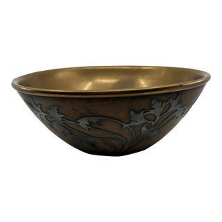 Heintz Sterling on Bronze Arts and Crafts Bowl, Circa 1912 For Sale
