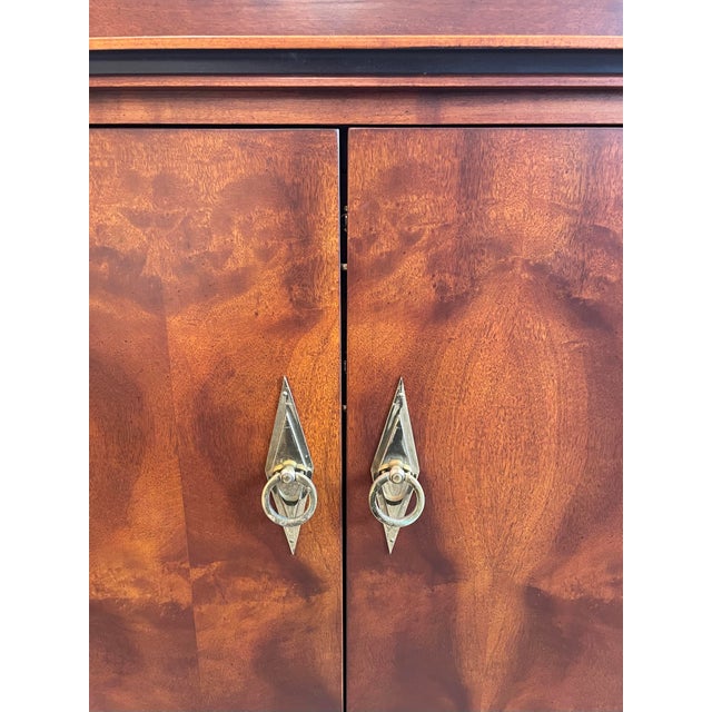 Vintage 1970s Credenza Dresser Wood With Diamond Brass Pulls For Sale - Image 4 of 9