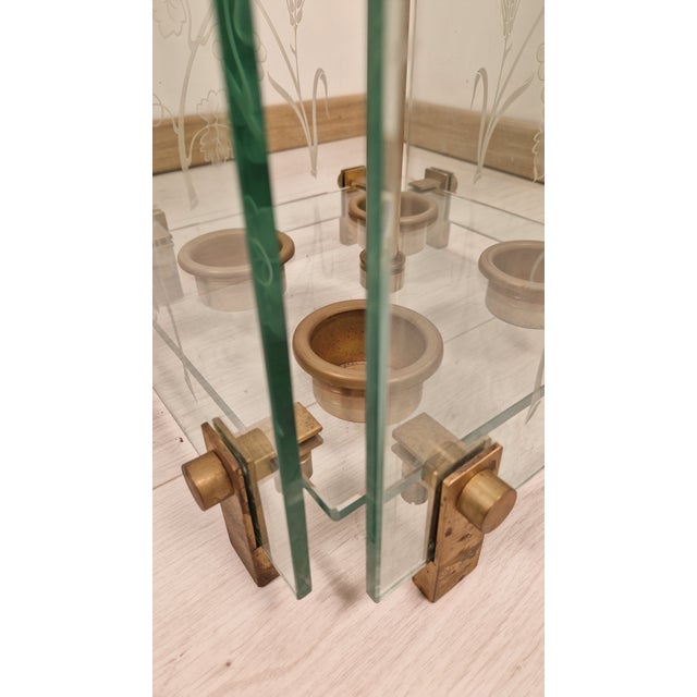 Umbrella Stand in Brass and Engraved Glass from Fontana Arte, 1950s For Sale - Image 10 of 16
