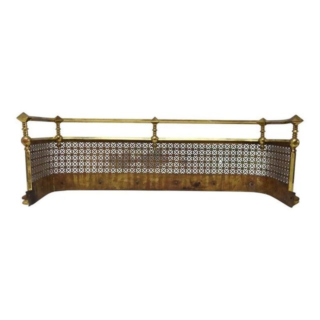 Antique Brass Fender Fireplace Screen With Paw Feet C1920 For Sale - Image 11 of 12
