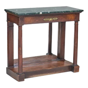 Empire Ormolu Mounted French Empire Mirrors Console Table in Mahogany With Marble Top