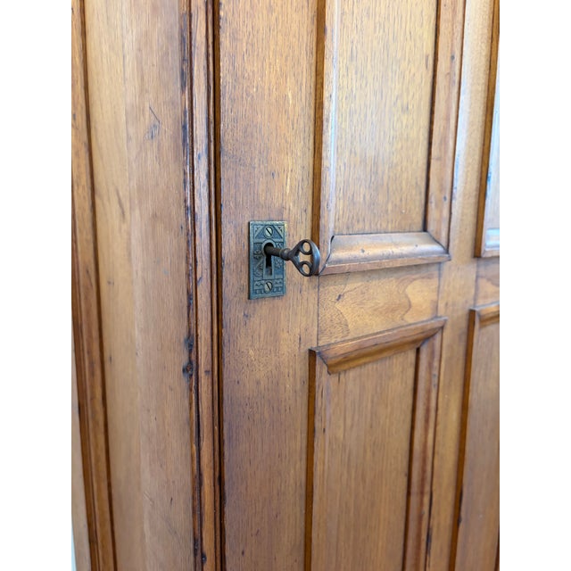 Antique Bench Made Oak Gun Cabinet For Sale - Image 4 of 11