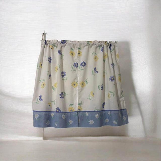 English Blue Floral Curtains Kitchen Bathroom 18 Wide X 25 Length Handmade For Sale - Image 3 of 3