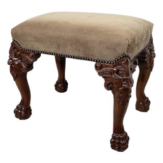 Carved Grotesque Mask Footstool in Gothic Revival Style, 20th Century For Sale