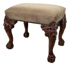 Carved Grotesque Mask Footstool in Gothic Revival Style, 20th Century