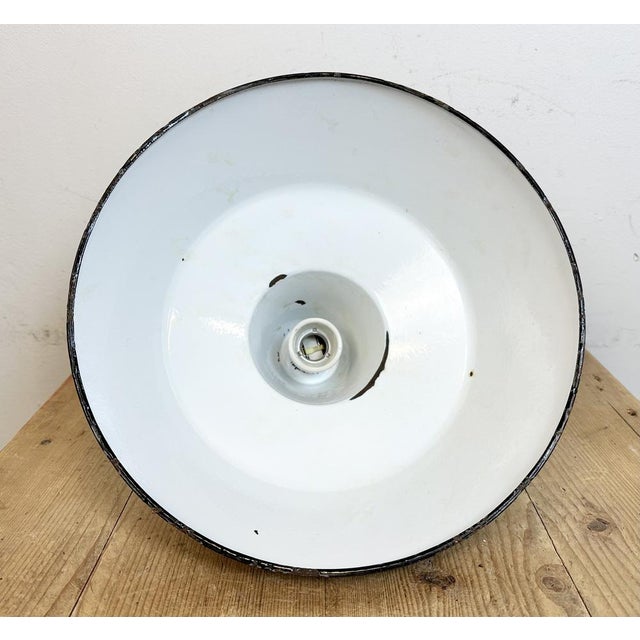 Industrial Grey Enamel Factory Pendant Lamp, 1960s For Sale - Image 15 of 18