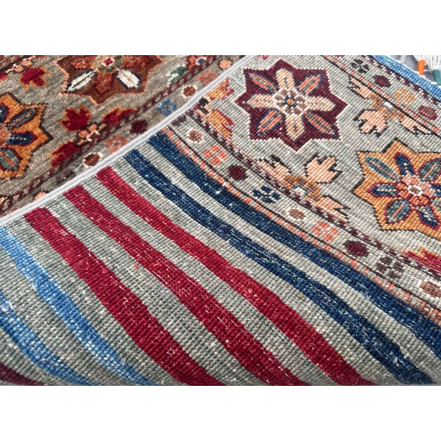 Hand-Knotted Tribal Geometric Wool Rug – 58"x87" For Sale - Image 10 of 18