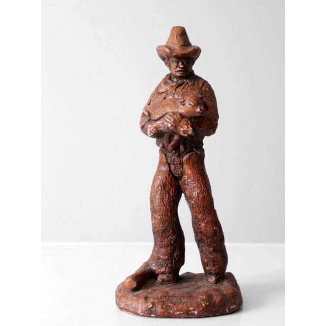 Farmhouse Vintage Western Cowboy Statue For Sale - Image 3 of 10