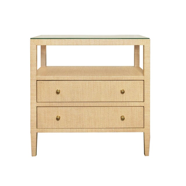 Matthew Izzo Home - Douglas Natural Grasscloth Two Drawer Side Table For Sale In New York - Image 6 of 6