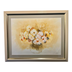 1980s Vintage Watercolor Flowers Painting by C. Williams Signed