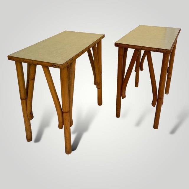Mid Century Bamboo Rattan Side Tables a Pair Chairish