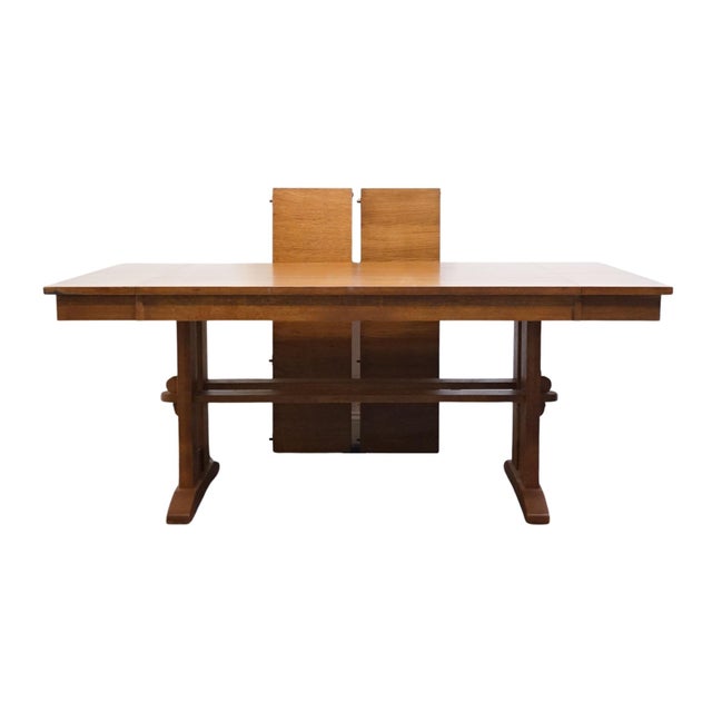 Wood Bassett Furniture Mission Style Solid Oak 93" Trestle Dining Table 4033-0449 For Sale - Image 7 of 15