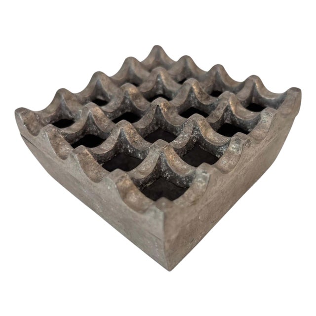Mid-Century Modern Danish Geometric Op-Art Metal Ashtray For Sale