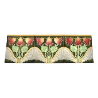 Antique Art Nouveau Embossed Tile with Bellflower Motif, Germany, 1900s For Sale