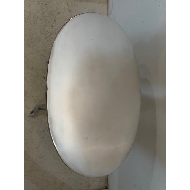 Polished Aluminum Oval Pedestal Side Table With Sculptural Tripod Base For Sale In Chicago - Image 6 of 10