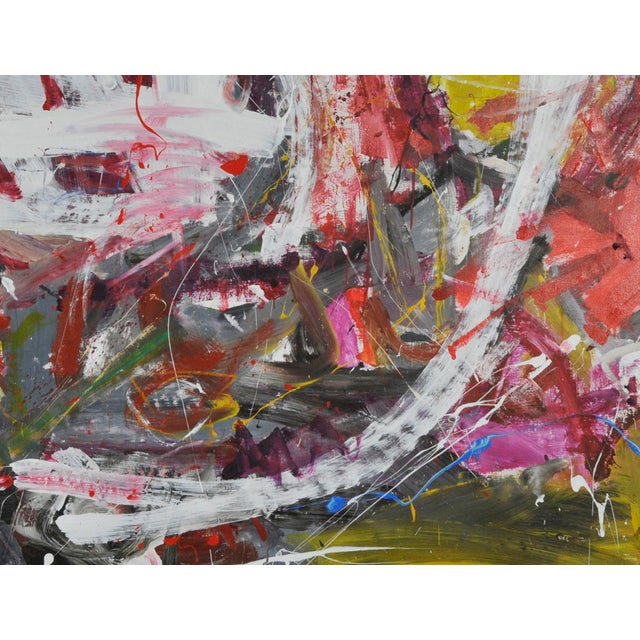 Robbie Kemper "White Curve and Some Other Colors, Too" Unstretched Abstract Painting For Sale - Image 4 of 6