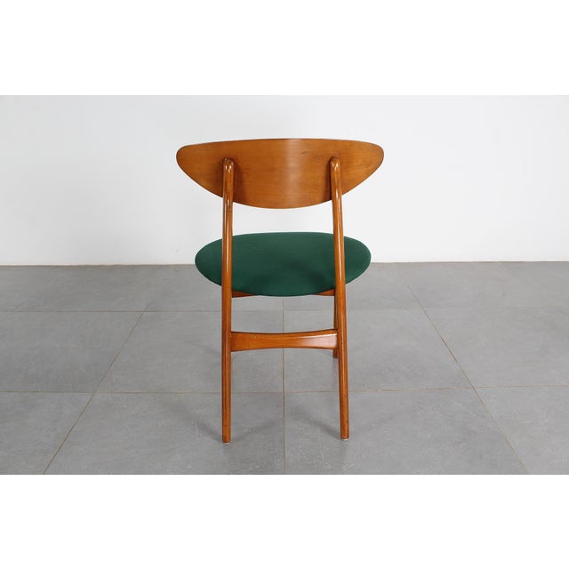Mid-Century Scandinavian Wood and Green Fabric Chair, 1960s, Set of 6 For Sale - Image 13 of 16