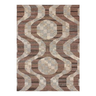 Scandinavian Flat-Weave Rug, Brown and Grey by Keivan Woven Arts 6'2 X 8'9 For Sale