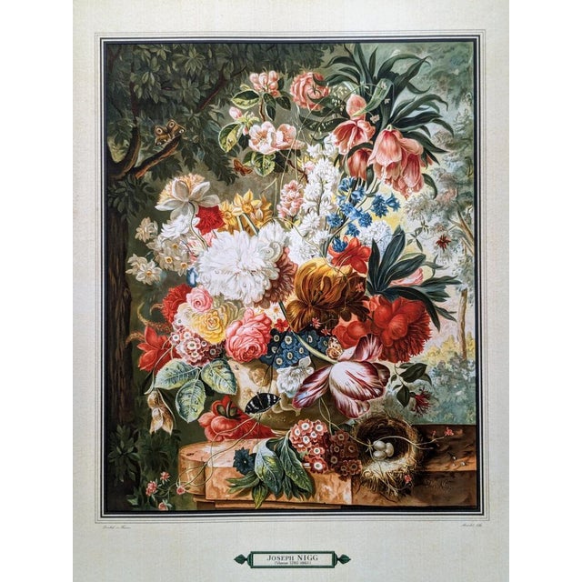 Joseph Nigg, Still Life with Flowers, Nest and Butterflies, Original Lithograph, 1943 For Sale - Image 8 of 8