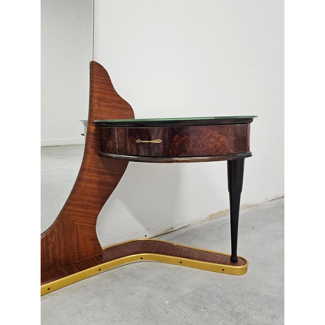 Vintage Dressing Mirror in Walnut Burl and Brass by Cesare Lacca, 1950s For Sale - Image 3 of 10