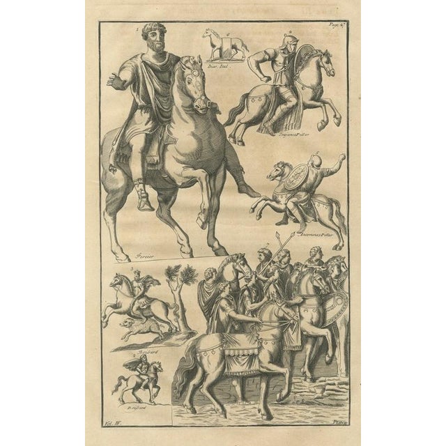 Beige Montfaucon, Roman Equestrian Statue and Cavalry Reliefs, Montfaucon Engraving, 1722, Engraving For Sale - Image 8 of 8