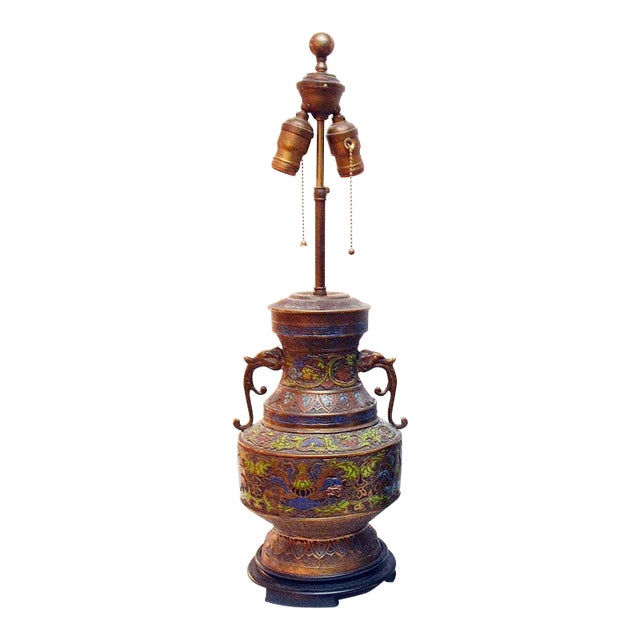 Bronze Champleve' Table Lamp For Sale