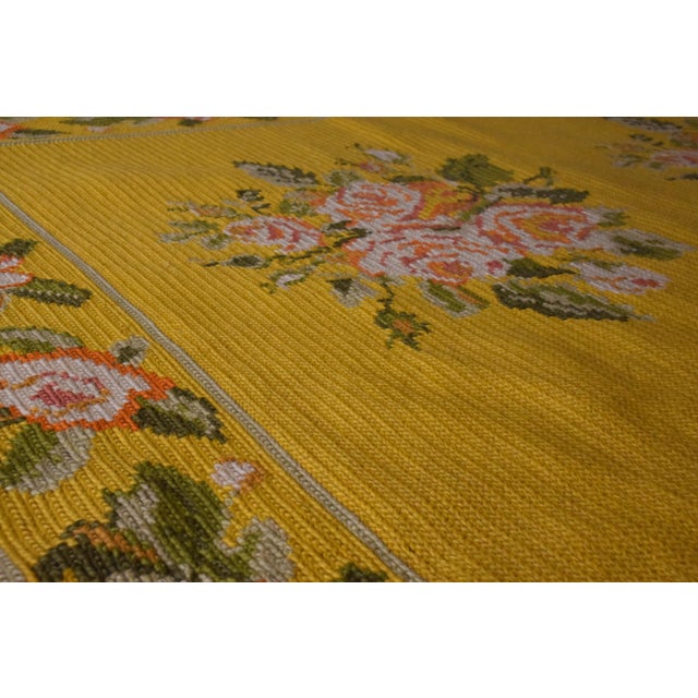 20th Century Yellow Arraiolos Rug with Pink and Green Flowers, Portugal, 1900s For Sale - Image 6 of 18