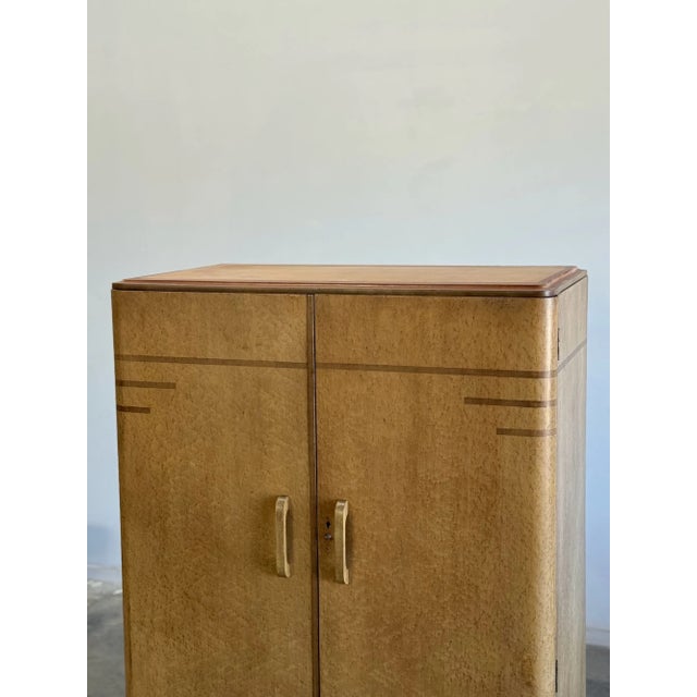 Art Deco 1980s Art Deco Armoire in Birds Eye For Sale - Image 3 of 12