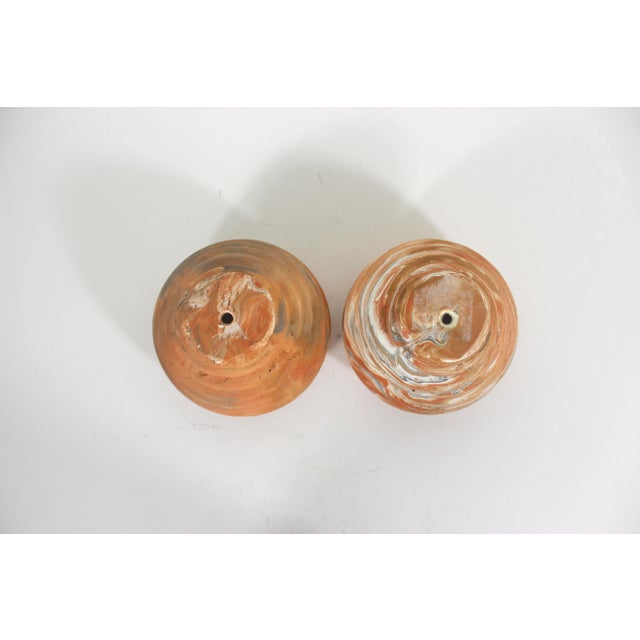 Vintage Comanche Pottery Unglazed Clay Terracotta Swirl Planters - Set of Two For Sale - Image 9 of 10