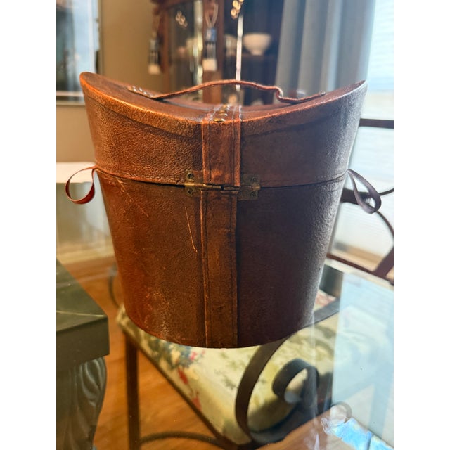 Late 19th Century Antique Leather Hat Box 19th Century For Sale - Image 5 of 5