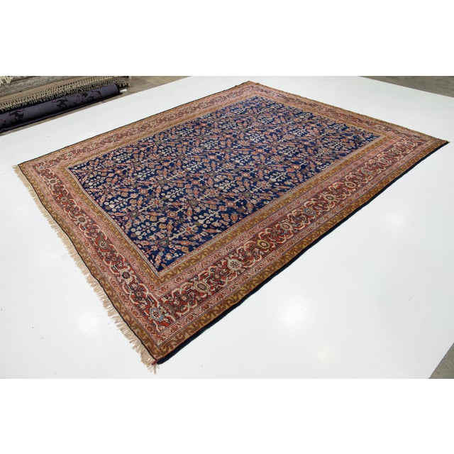 Persian Allover Designed Handmade Mahal Wool Rug in Navy Blue From the 1900s For Sale - Image 3 of 12