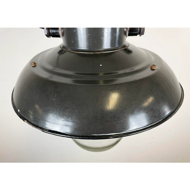 1960s Industrial Factory Hanging Lamp in Black Enamel from Elektrosvit, 1960s For Sale - Image 5 of 13