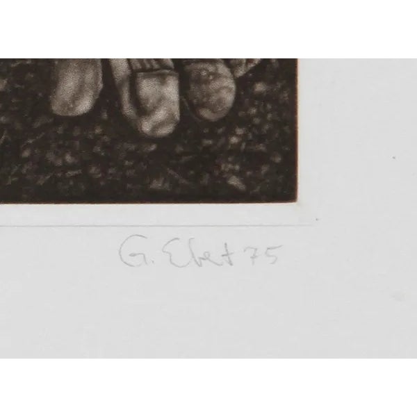 This mezzotint, titled "Glove," was created by the German artist, Gerde Ebert, in 1975. It is edition 5/75 and both signed...