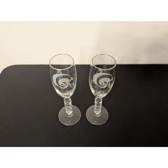 Vintage St. Louis Rams 2000 Super Bowl Era Champagne Flutes - A Pair For Sale In Saint Louis - Image 6 of 11