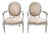 French 19th Century Louis XVI Painted Walnut Arm Chairs - Set of 2 For Sale