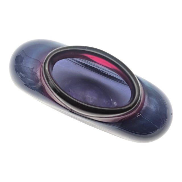 Glass Maureen Williams Signed Australian Studio Art Glass Vase Magenta Amethyst 8" For Sale - Image 7 of 12