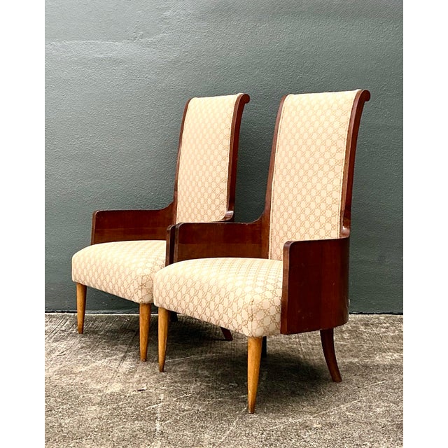 Vintage Italian High Back Chairs - A Pair For Sale In West Palm - Image 6 of 12