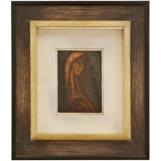 Milton Goldstein, Profile of a Young Woman, Signed Aquatint Etching Print on Paper Jewish Artist For Sale