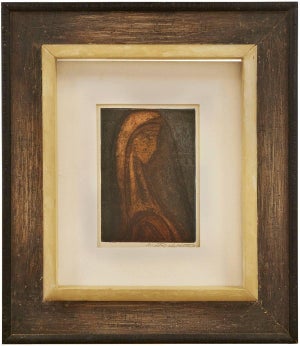 Milton Goldstein, Profile of a Young Woman, Signed Aquatint Etching Print on Paper Jewish Artist