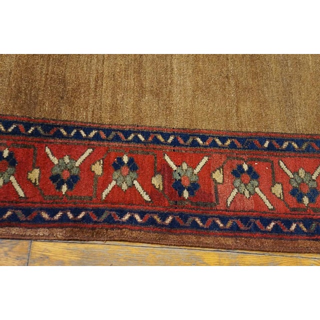 Persian 1890s Tan Camel Geometric Nw. Persian Kurdish Runner Rug 3' X 10' Handknotted Wool Carpet For Sale - Image 3 of 6