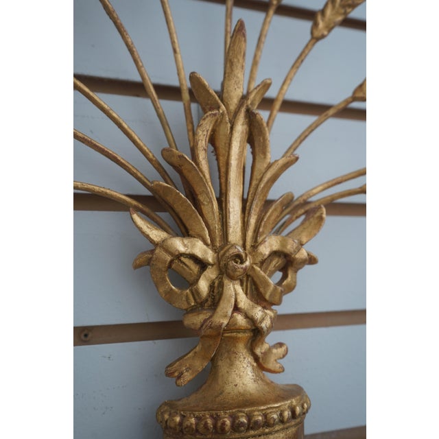 1990s Pair of Italian Gold Wheat Sheaf Candelabra Wall Sconces For Sale - Image 10 of 12