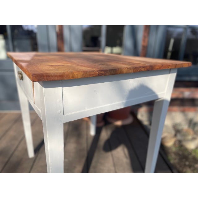 This charming antique table has been repainted by us; the surface has been sanded and oiled. Width: 78 cm Depth: 65.5 cm...