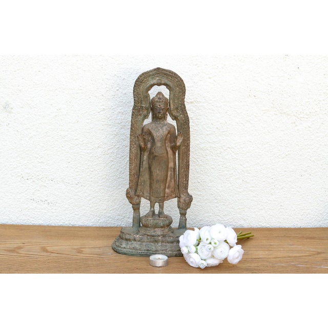 Exceptional Bronze Standing Buddha Shrine For Sale - Image 9 of 9