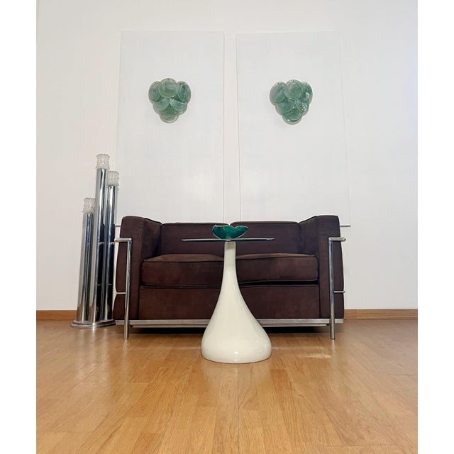 Alabaster Green Glass Discs Wall Sconces, 1990s, Set of 2 For Sale - Image 4 of 18