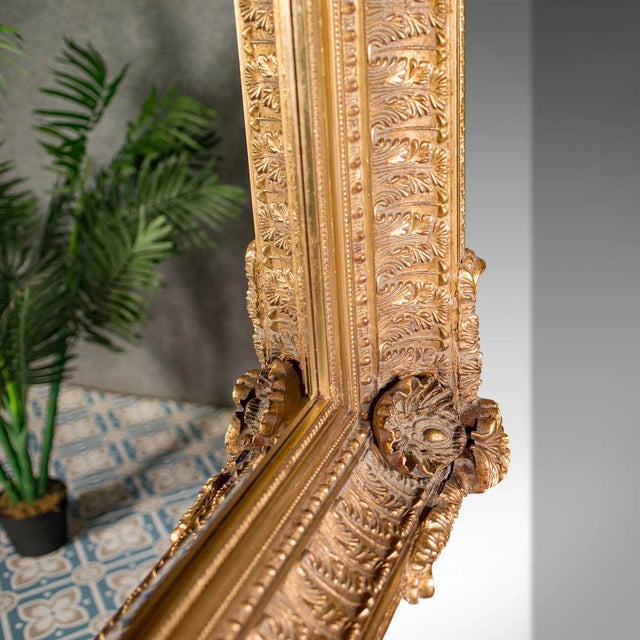 Gold 1970s Large Vintage Renaissance Revival Wall Mirror, Continental, Giltwood, Decorative For Sale - Image 8 of 11