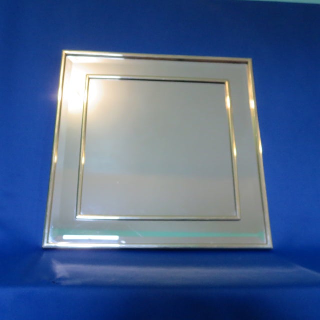 1980s Square Brass Double Frame With Beveled Edged Mirror For Sale - Image 10 of 14
