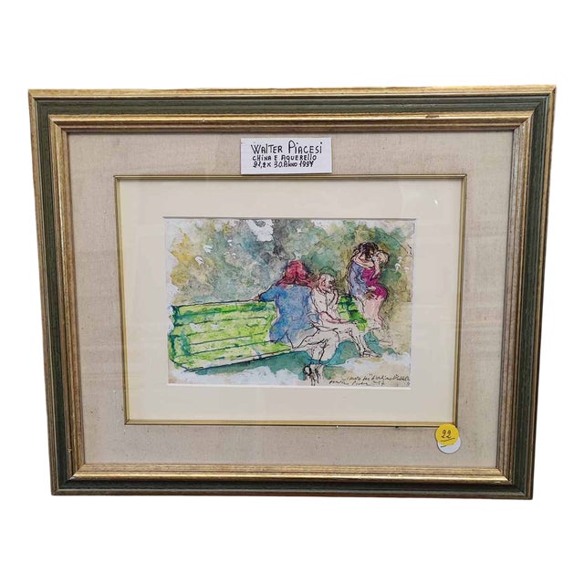 Walter Piacesi, Untitled, Watercolour, Framed For Sale